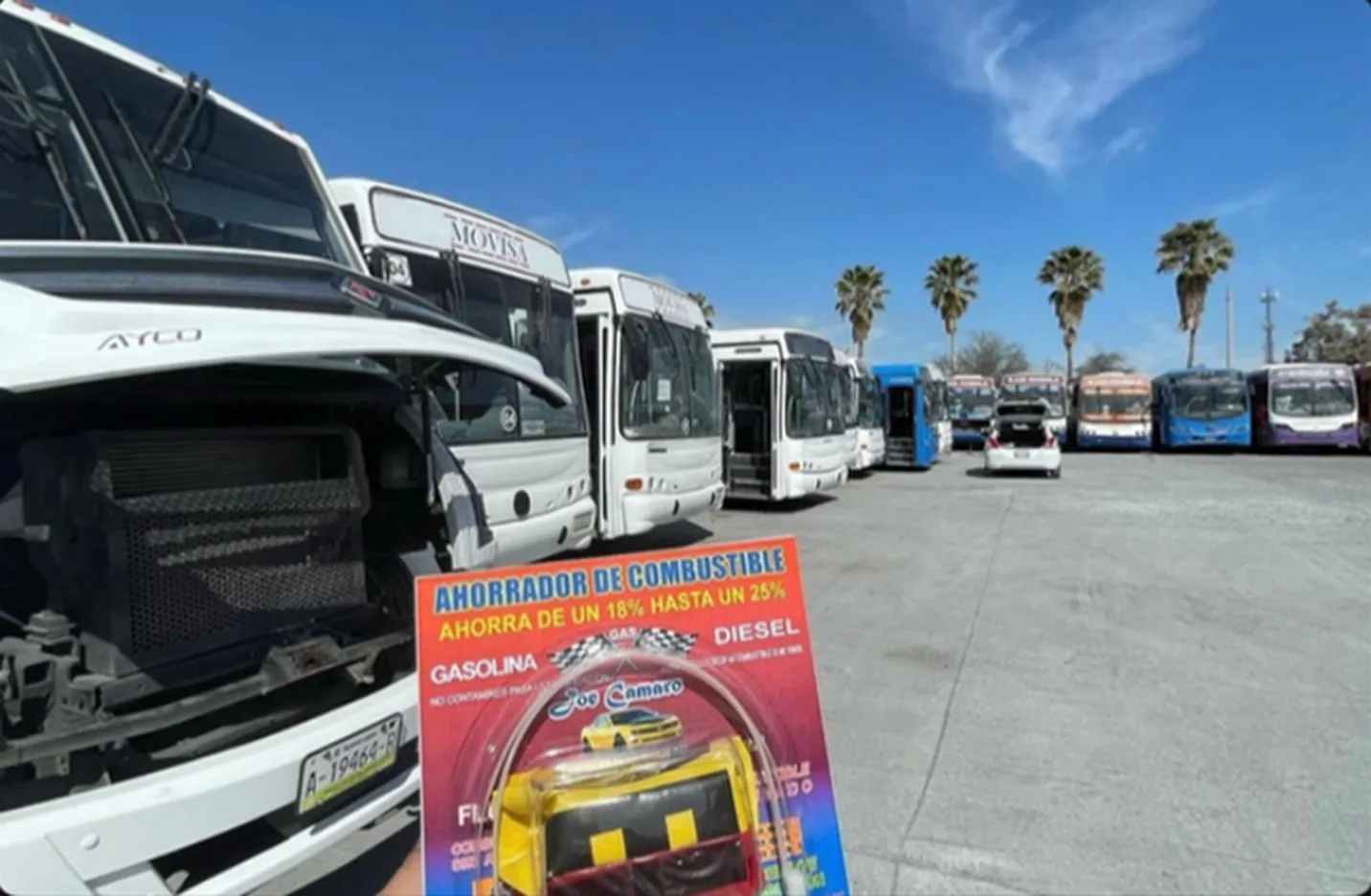 Flotilla de autobuses con el ahorrador Sr Camaro